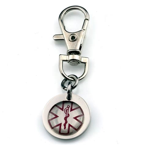 Personalized Medical Alert Id Keychain With Any Engraving Etsy