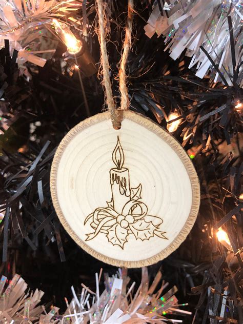 Wood Slice Laser Engraved Christmas Ornament Etsy