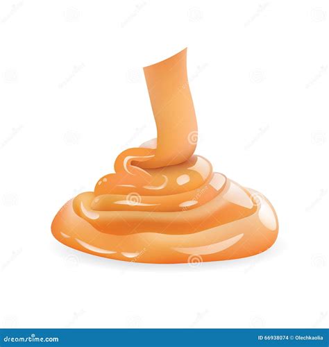 Delicious Liquid Caramel Isolated Realistic Vector Illustration Stock