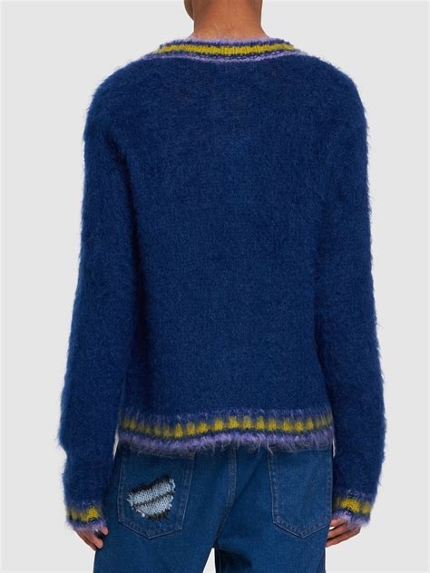 Marni Brushed Mohair Blend Knit V Neck Sweater Marni