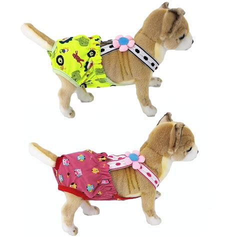 Pack 2 Dog Female Diapers Suspenders Stay On Random Colors for Small P ...