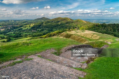 British Camp Hill Fortstairs And Pathway Leading North Across The Malvern