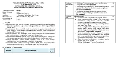 Rpp 1 Lembar Kelas 6 Tema 4 Kurikulum 2013 Revisi 2020 Informasi Pendidikan