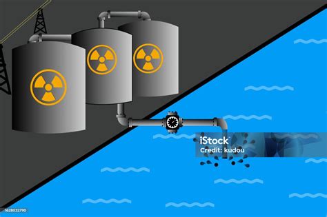 Releasing Treated Water From A Nuclear Power Plant Stock Illustration ...