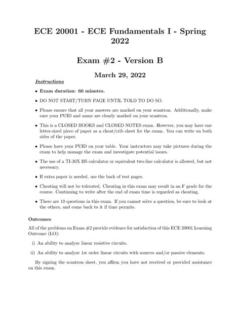 ECE2000 1 Exam2 VB Solutions ECE 20001 ECE Fundamentals I Spring