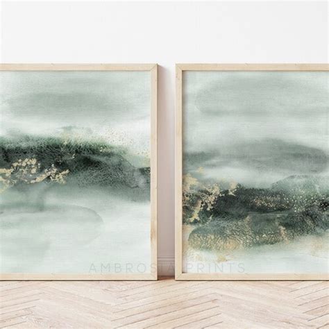 Green Wall Art Set Of 2 Sage Green Wall Art Green Wall Art Etsy