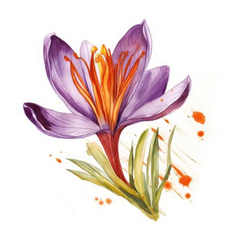 Premium Photo | A watercolor painting of a crocus flower.