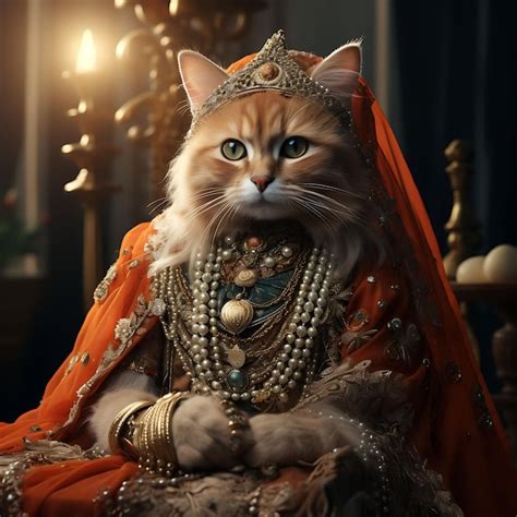 Premium Ai Image Portrait Of Persian Cat Dressed In A Traditional