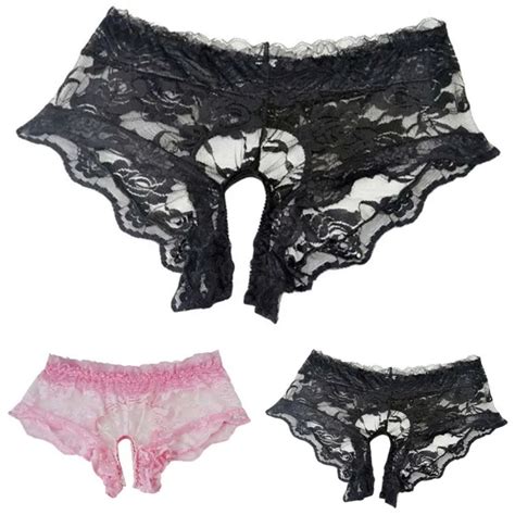 SOUS V TEMENTS SEXY EN Dentelle Pour Hommes Entrejambe Ouvert Boxer