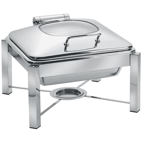 Eastern Tabletop 3944G S 6 Qt Square Stainless Steel Chafer With Stand