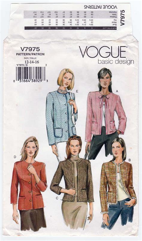 Vogue Women S Jacket Sewing Pattern Misses Misses Petite Size