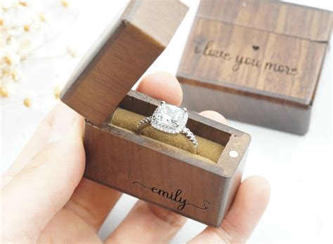 Engraved Ring Box Flip Wood Ring Box Wedding Ring Box Etsy