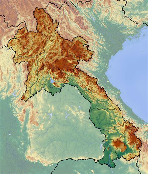 Laos topographic map - Map of laos topographic (South-Eastern Asia - Asia)