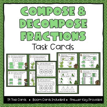 Compose Decompose Fractions Task Cards Boom Cards Included Fourth