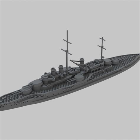 3D Printable WW1 Marine Nationale Courbet Class Battleship by Lee McColl