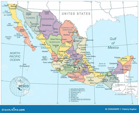 Map Of Mexico Highly Detailed Vector Illustration Stock Vector