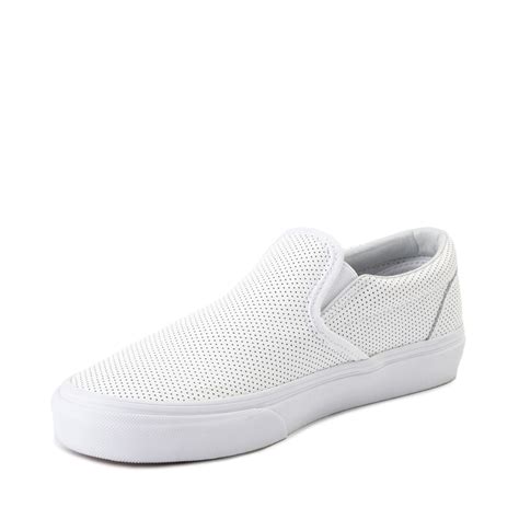 Vans Slip On Leather Perf Skate Shoe White Journeys