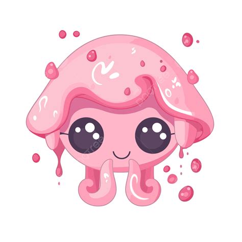 Cute Uterus Vector Sticker Clipart Cute Pink Monster Shaped Kawaii