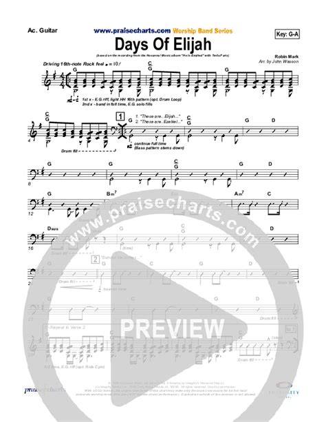 Days Of Elijah Acoustic Guitar Sheet Music Pdf Twila Paris Praisecharts