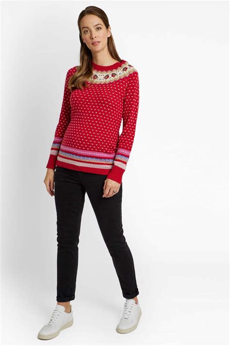 Buy JoJo Maman Bébé Red Fair Isle Robin Maternity Christmas Jumper from