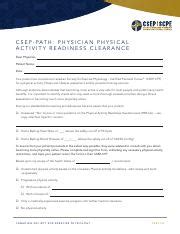 Physician Clearance Form CSEP CPT Pdf C S E P PAT H P H Y S I C I