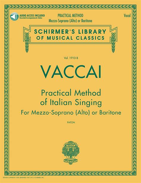 Practical Method Of Italian Singing Mezzo Soprano Alto Or Baritone