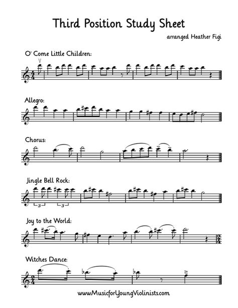 Third Position Study Sheet for Violinists - Violin Sheet Music, Free ...