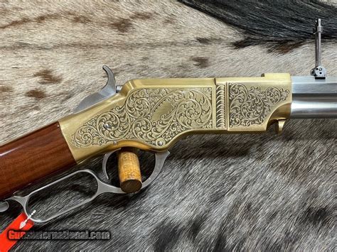 New Rare 1860 Henry Engraved White Rifle 45 Colt 24 Uberti Taylors