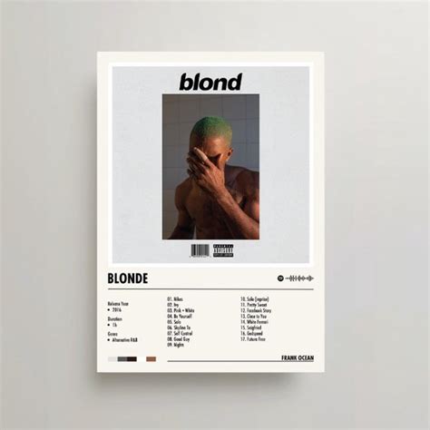 Frank Ocean Poster Blonde Album Cover Poster Frank Ocean Lp A