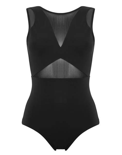 Figleaves Icon Mesh Shaping Black Swimsuit Shaping Swimsuit Black