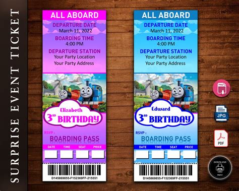 Thomas the Train & Friends Birthday Invitation Ticket Template Instant ...