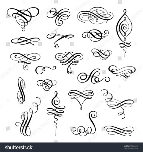 Flourishes Vector Set Calligraphic Elements Page Stock Vector 500335498