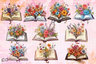 Flower Open Book Sublimation Clipart PNG Graphic By Padma Design