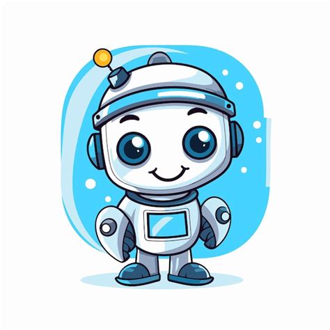 Милый мультфильмный робот векторная иллюстрация милого маленького ...