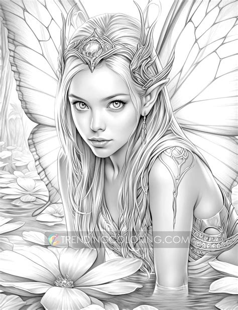 30 Fairy Queen Grayscale Coloring Pages Instant Download Printable