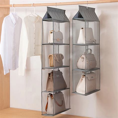 Organizador De Bolsos Transparente 2 3 4 Camadas Para Guarda Roupa