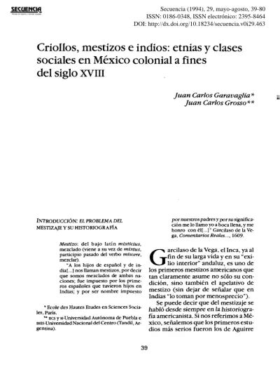 Criollos Mestizos E Indios Etnias Y Clases Sociales En Mexico