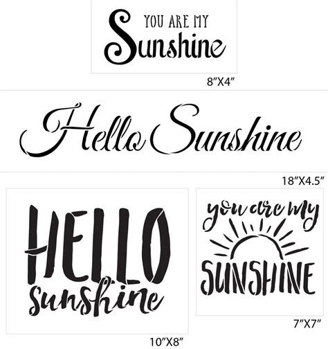 You Are My Sunshine Hello Sunshine Stencil Set 4 Piece By Studior1