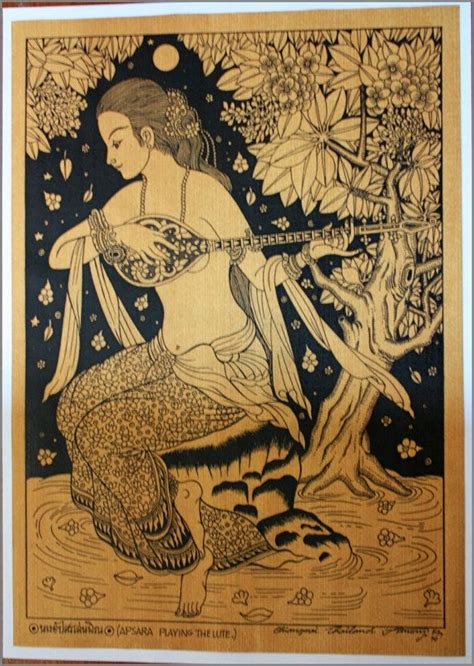 Thai Traditional Art Of Apsara By Printing On Sepia Paper4 Etsy In