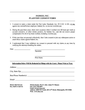 Fillable Online Consent Form Nichols Kaster Fax Email Print PdfFiller