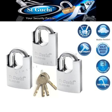 St Guchi Heavy Duty PL600 Anti Cut Security Padlock 40MM 50MM Lazada