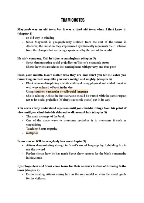 TKAM Quotes Analysis: Themes of Prejudice and Empathy in Chapters 1-23