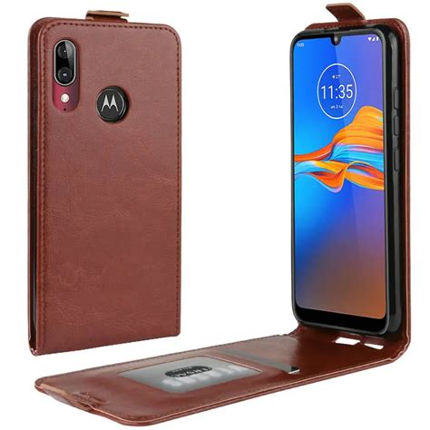 Dla Motorola Moto E6 Plus E6s Retro skórzany pokrowiec dla Moto E6 dla