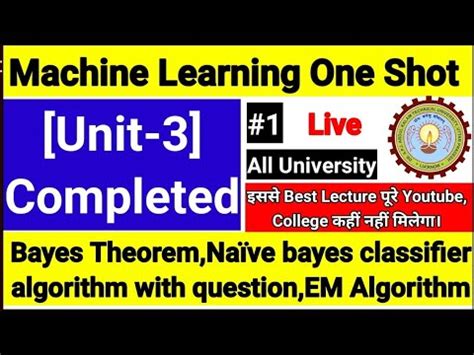 Machine Learning Aktu Unit 3 Bayes Theorem Naive Bayes Classifier