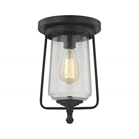 Titan Lighting Hamel 1 Light Oil Rubbed Bronze With Clear Seedy Glass Flushmount Tn 473531 The