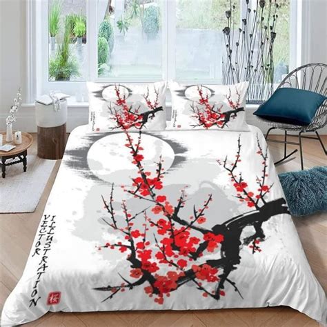 Japon Sakura Parure De Lit X Cm Adulte Pi Ces D Aquarelle