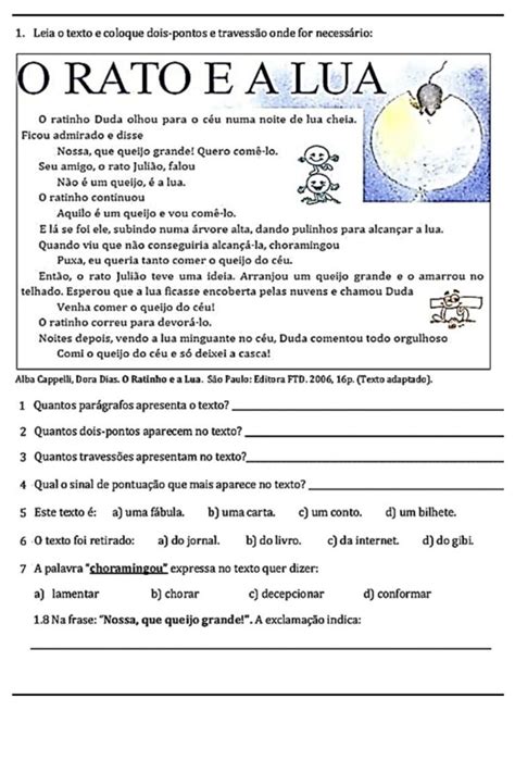 Interpretação De Texto 4ano - Atividades de português 4º ano de interpretação de texto e gramática