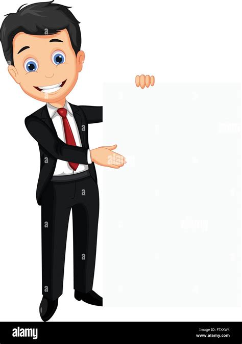 Business Man Cartoon Holding Blank Sign Stock Vector Image And Art Alamy