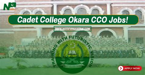 Cadet College Okara Cco Jobs Notify Pakistan