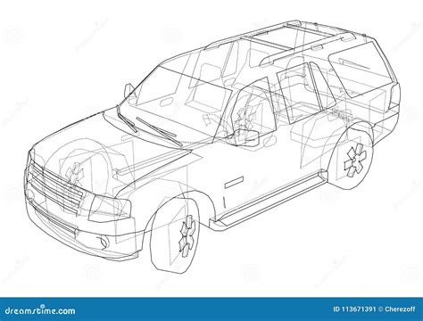 car suv drawing outline stock illustration illustration  simple